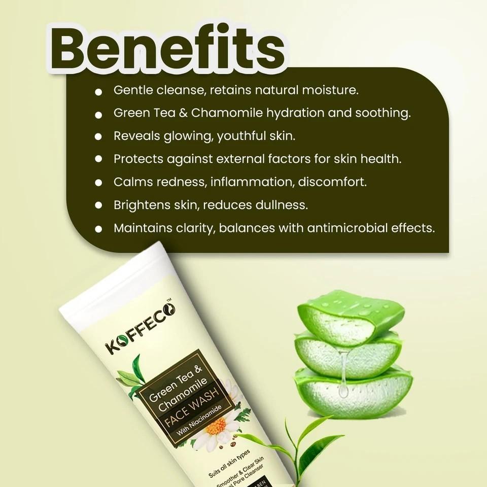 Koffeco Green Tea And Chamomile Face Wash For All Skin Types 100ml