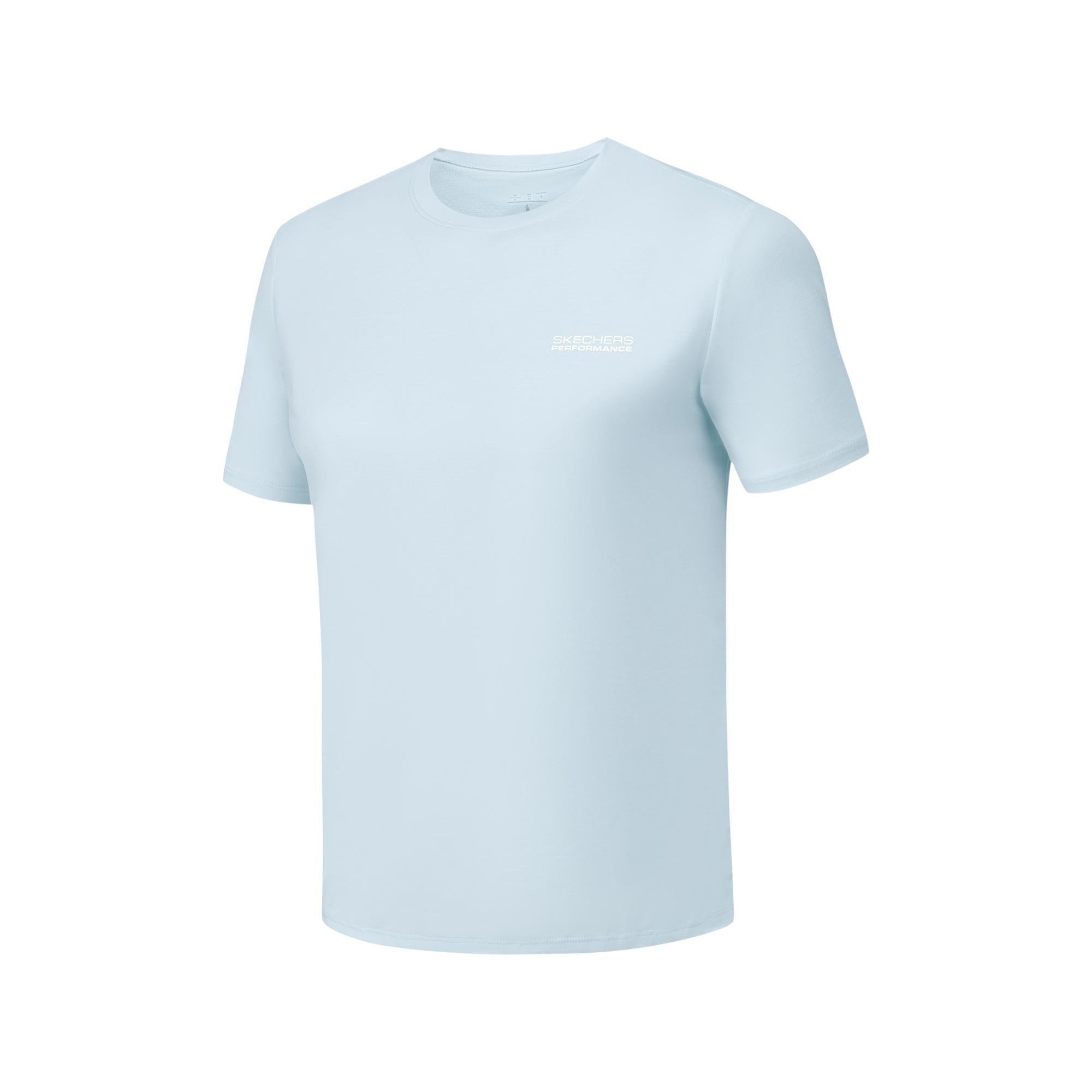 Skechers Comfort Technology Cool Series Quick-Dry Nautical Simple Round Neck Short Sleeve T-Shirt Women tops Folk-Blue P225W149-04H4 M
