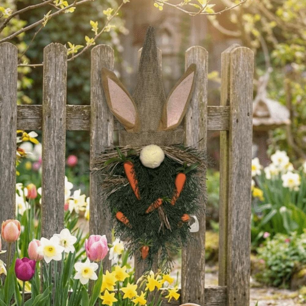 Plastic Easter Gnome Pendant With Carrot Rabbit Ears Door Hanger Spring Wreath  Home Decor