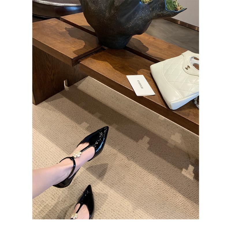 Cowhide Version Small Leather Wedge Heels High Heels Women's Platform Pointed Shoes Thick Heel Hollow Mary Jane Single Shoes Ladyshoes