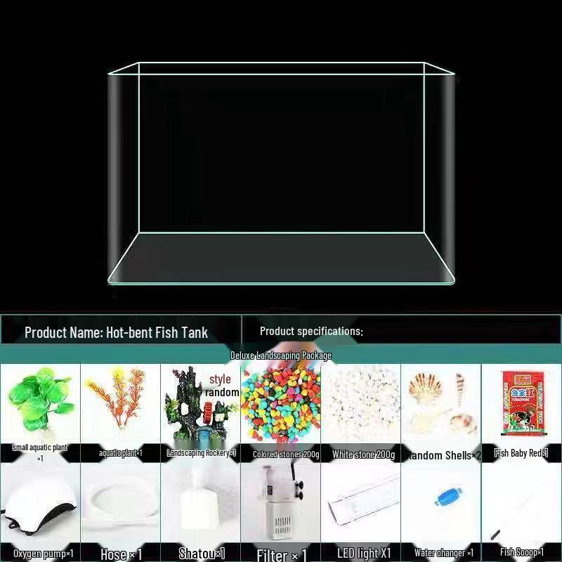 Ultra White Gold Crystal Fish Tank for Living Room, Office, Hotel Lobby - Ornamental Large Display