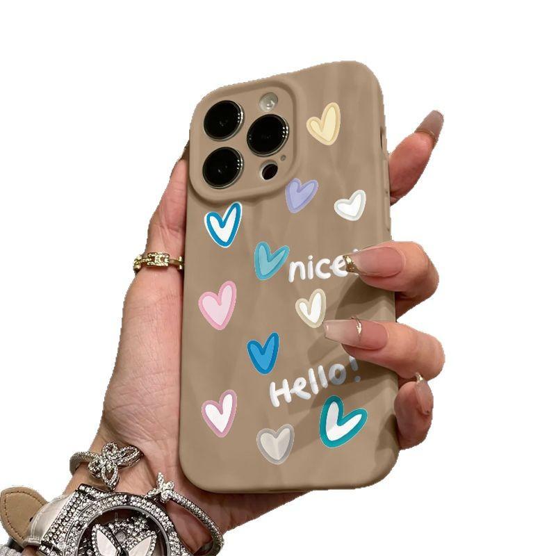 Nice love iPhone11promax mobile phone case is suitable for Apple 11promax fold pattern 11 matte 11.