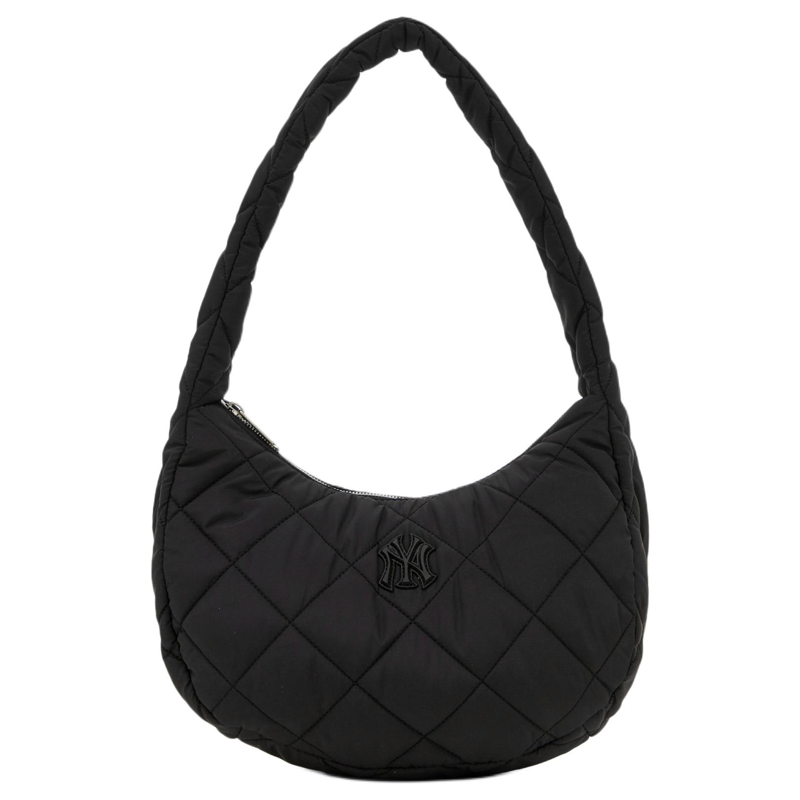 

MLB New York Yankees Casual Diamond Polyester Cloud Bag Hobo Handbag Shoulder Bag Women Bags Black 3ABQM0936-50BKS Black