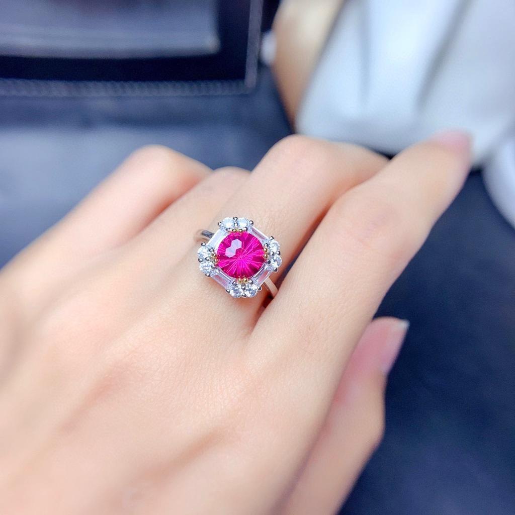 Foydjew 2023 New Trend Luxury Fireworks Cut Pink Topaz Anniversary Gifts Zircon Sets Pendant Necklaces Earrings Rings For Women