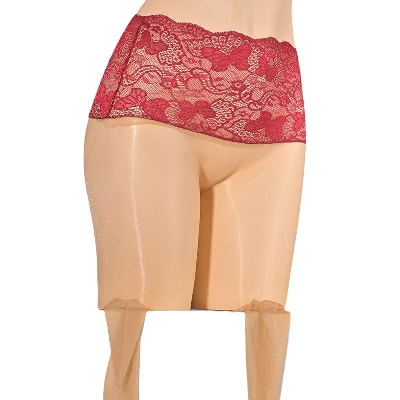 Damenstrumpfhosen  Ölig Nahtlos im Schritt Strümpfe Ultra-Dünn Spitze am Bund Sommer Transparentes Netz Hohe Socken Exotische Lingerie