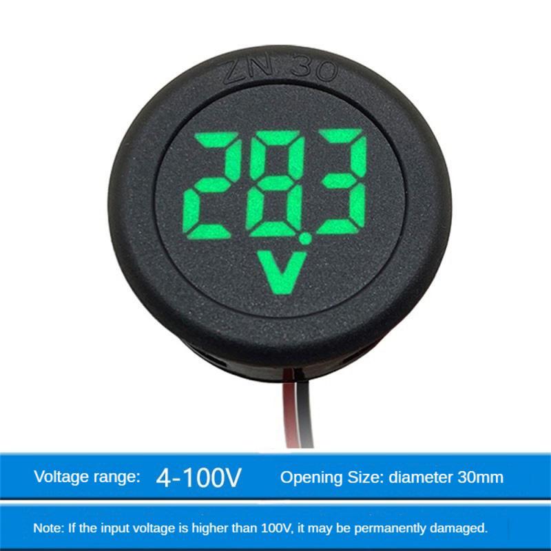 Digital Voltmeters LED Digital Display Round Two-wire DC Car Voltage Current Meter Volt Detector Tester Monitor Panel Instrument