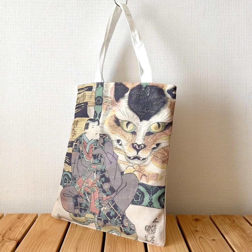 [Kyushu Art] Ukiyo-e Tote Bag, Full Size, Japanese Style, Simple, Edo Period, by Artists (Utagawa Kunisada, Inaba Nosuke, Ichimura Uzaemon)