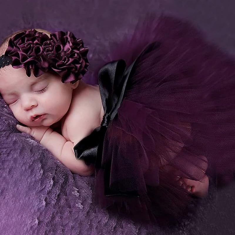 Ylsteed Newborn Girls Photography Prop Infant Tutu Skirt Newborn Lace Tulle Skirt Girl Photo Shoot Outfits Infant Princess Costume Clothes Photo