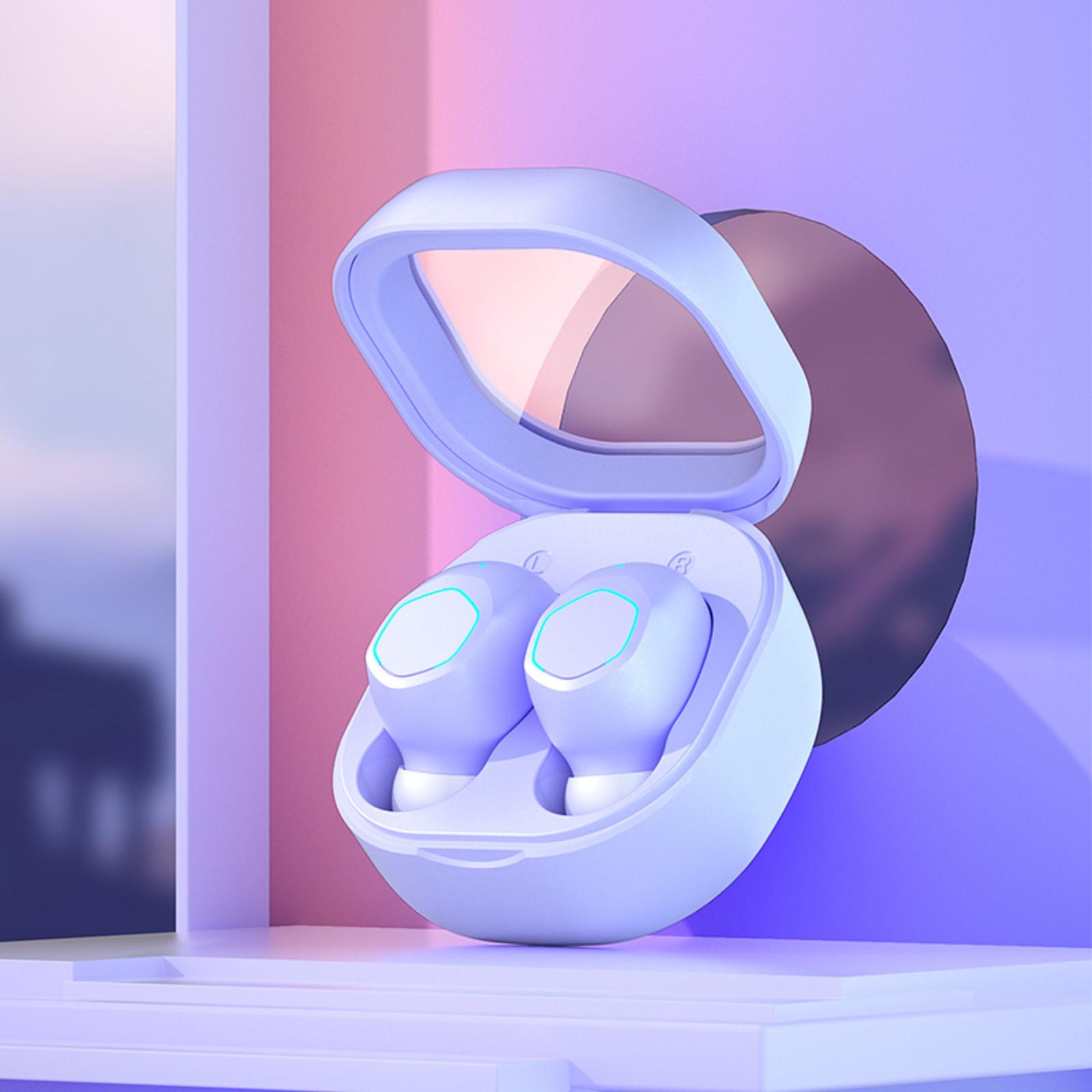 

Bluetooth-наушники-вкладыши со светодиодным дисплеем питания, чехол для зарядки, наушники-вкладыши с микрофоном для телефона и компьютера One Size фиолетовый