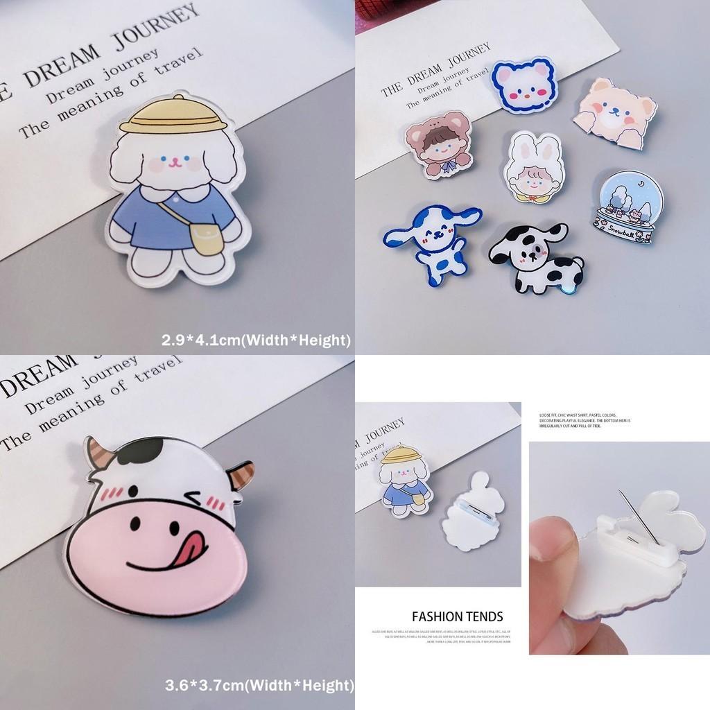 Lovely Cartoon Dog Rabbit Cow Pins Perfect For Coats Sweaters And More
