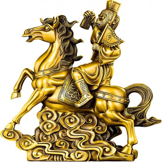 Brass Horse and Monkey Feng Shui Statue – Chinese Symbol of Career Advancement, Success & Wealth, Decorative Figurine for Office Desk or Home Medium