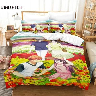 Anime Fruits Basket Bedding Set Duvet Cover Bed Set Quilt Cover Pillowcase Comforter King Queen Size Boys Adult Bedding Set