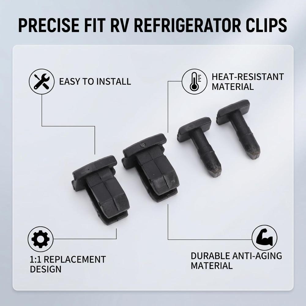 4PCS Black PP Refrigerator Vent Latch Split Open Design Vent Grille Fastener RV Refrigerator Repair