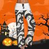 Women's Drawstring Elastic Waistband Wide Leg Color Matching Halloween Printed Casual Pants