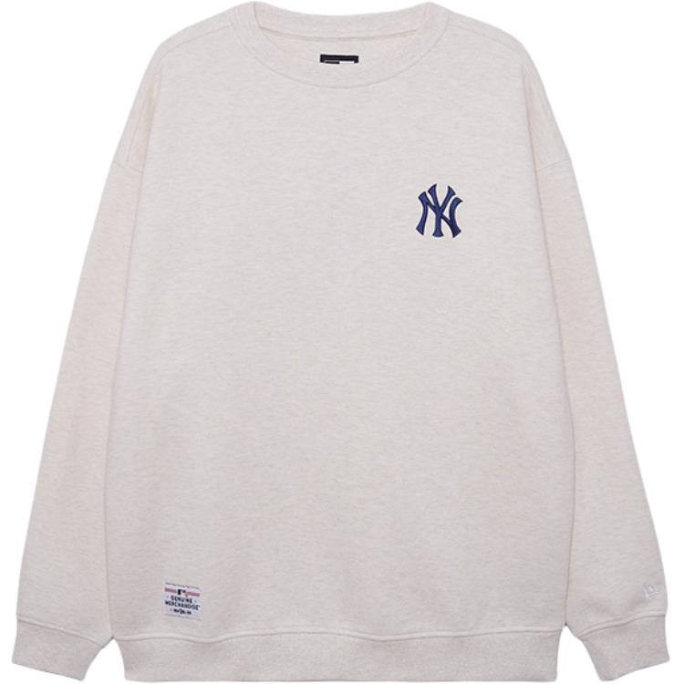 New Era FW24 MLB Trend Basic Series New York Yankees Loose NY Print Crewneck Long Sleeve American Sweatshirt Unisex Sweatshirt Ivory 14385255
