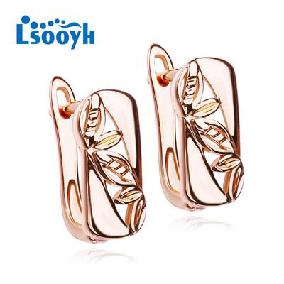Leaf Clip Earrings Rose Gold Color Fashion Earring For Women Square Hoop Earrings Jewelry