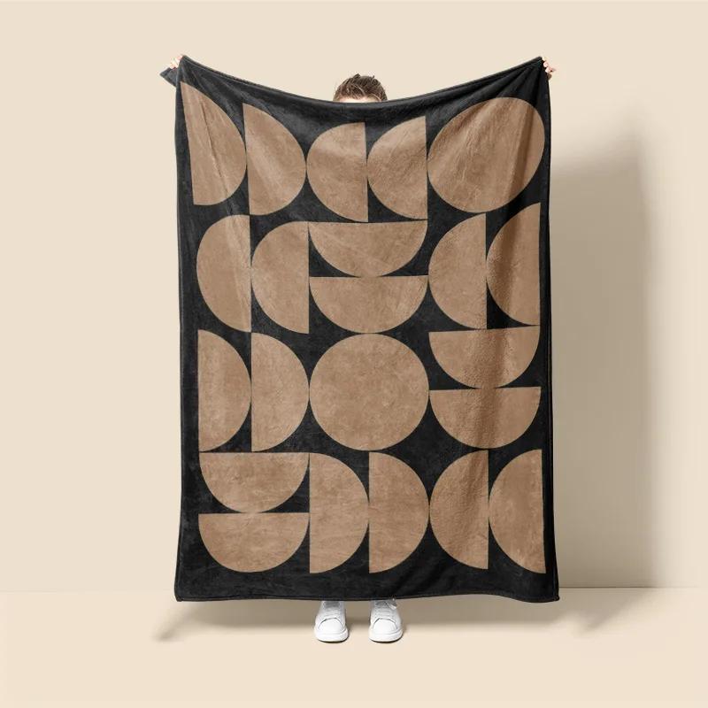 Morandi Color Abstract Art Blanket Coral Fleece Sofa Blanket ins Wind Living Room Bedroom Decorative Blanket Fade-Resistant