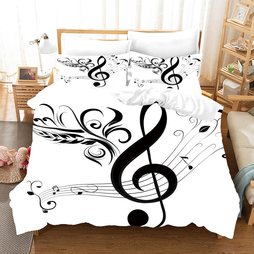 Comforter Music Music With G-Clef Key Instrument Rhythmic Design Queen King Twin Full Size 2/3Pcs Bedding Set