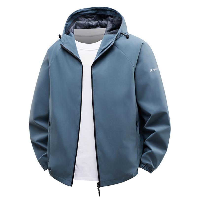 

Спортивная мужская осенняя ветрозащитная куртка-топ, костюм для бега, водонепроницаемая, быстросохнущая, уличная ветровка с капюшоном XL синий