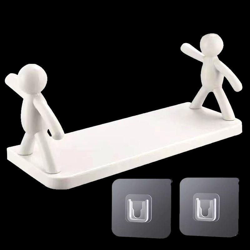 

1 шт. Самоклеящийся держатель для пряжки для ленты, Стойки для хранения шампуня в ванной, Пластиковая полка для хранения, Организация хранения, Полки