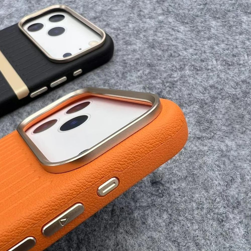 Luxury Luggage Stripe Magnetic Phone Case for iPhone 17 Pro Max 17 Air 16 Pro 15 14 13 Wireless Charging PU Leather Hard Cover