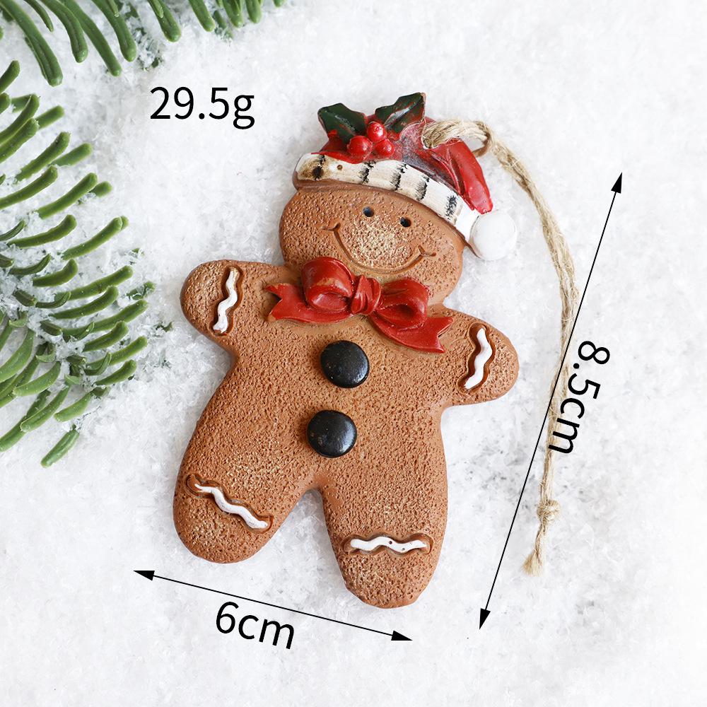Christmas resin gingerbread man Christmas tree pendant cute gingerbread man Christmas decoration retro hand-painted pendant