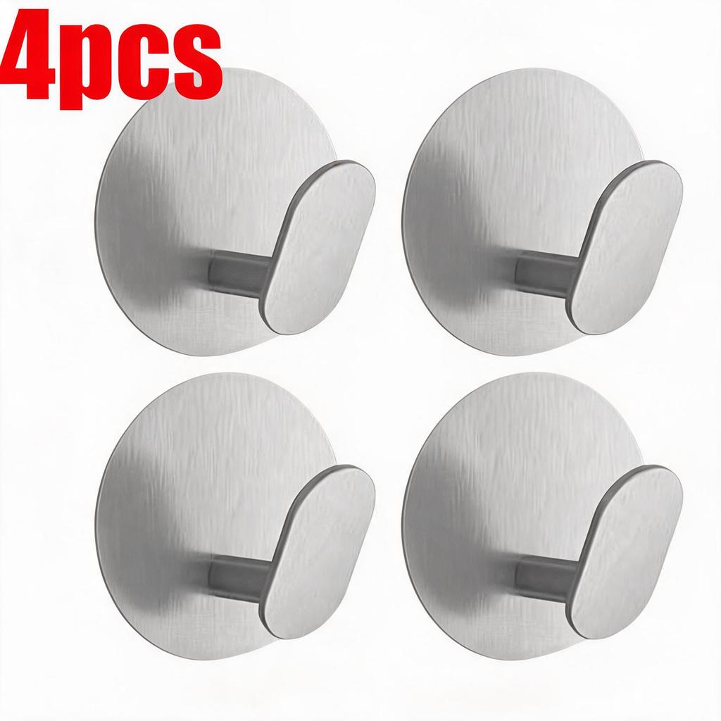 1/1pc Bathroom Stainless Steel Robe Hook Multi-Purpose Adhesive Wall Towel Hook Home Kitchen Hardware Sundries Storage Hooks