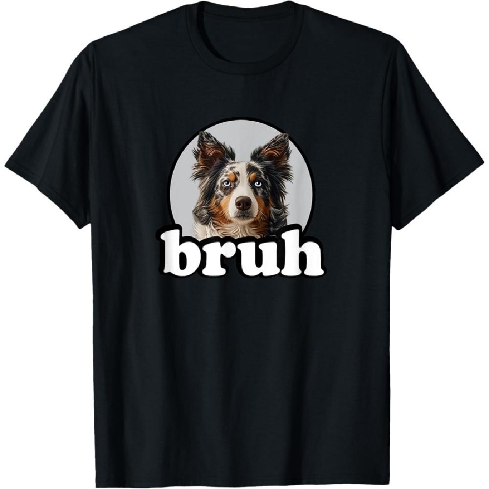Смешная детская футболка с мемом Bruh для любителей бордер-колли XXXXXL чёрный