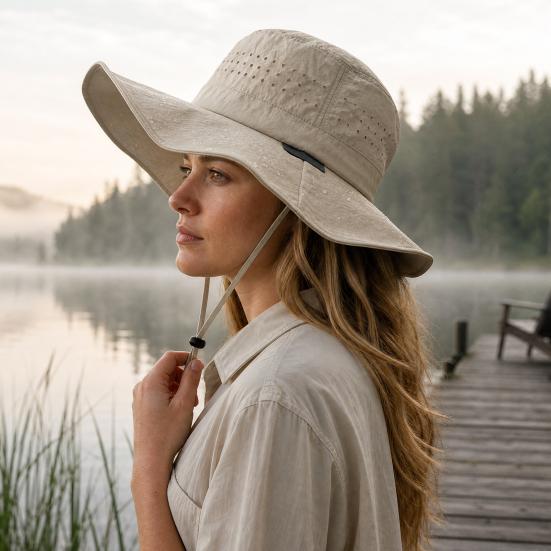 Summer Fisherman Hat, Breathable Mesh Big Brim Quick-Drying Sun Hat, Sweat-resistant Bucket Hat for Hiking Camping Fishing Outdoor Use