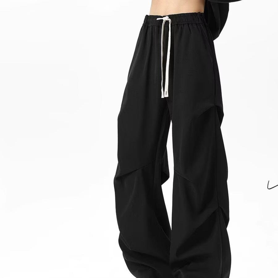 Black Pleated Casual Pants Men's Spring and Autumn High-end American Trousers Drape High Street Straight Loose Pants
