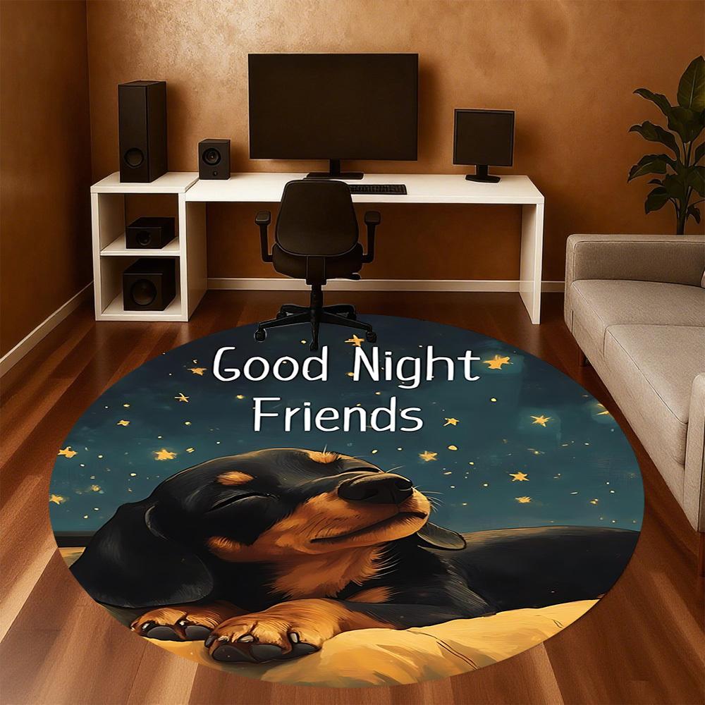 1pc Good Night Friends Round Chair mat office Area Rug - Non-Slip, Floor Mat for Office, Bedroom, and Indoor Decor p127003