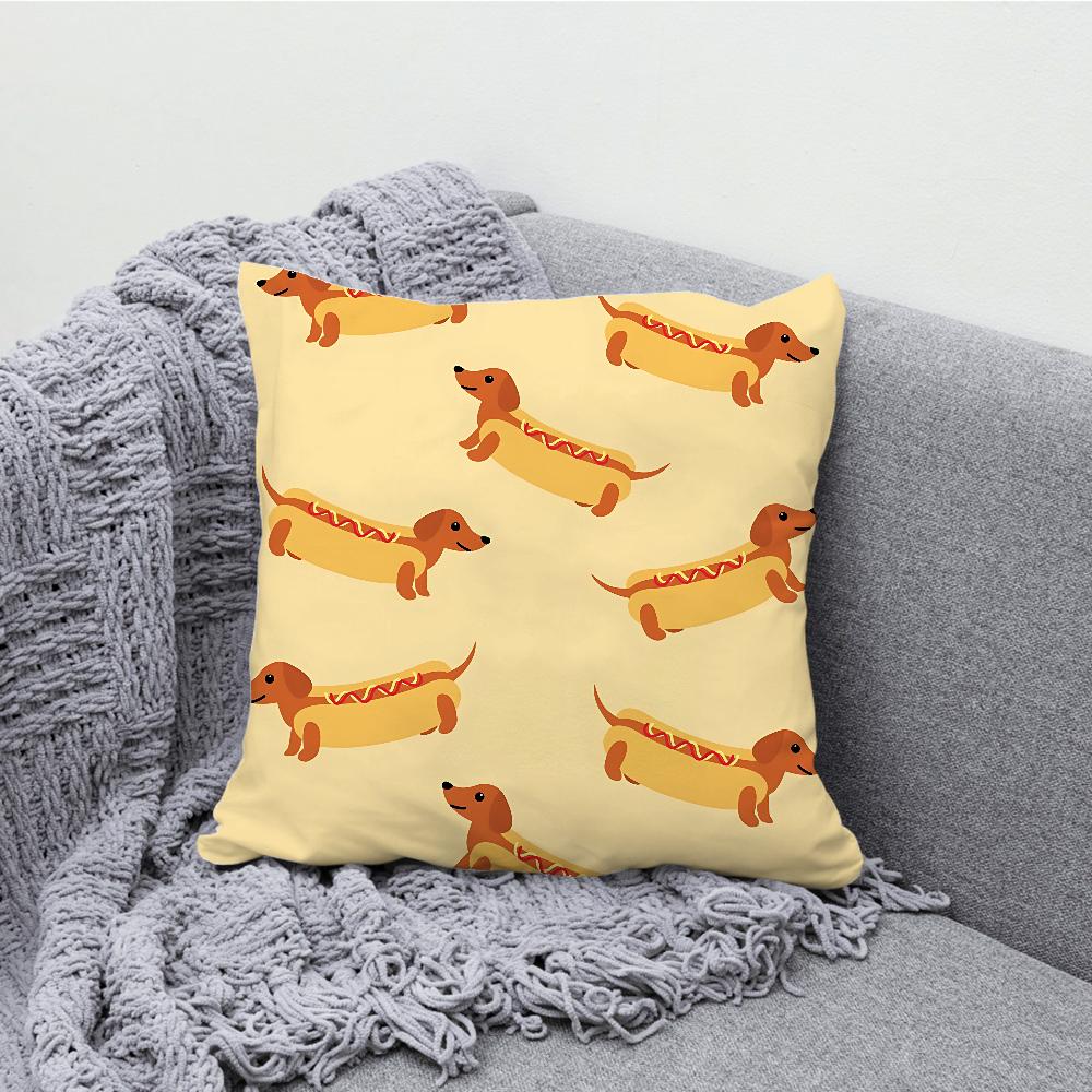 Lovely Dachshund Dog Cartoon Pillow Case Soft Cushion Cases for Farmhouse Sofa Decor Home Decorations and Protector Pillow Case