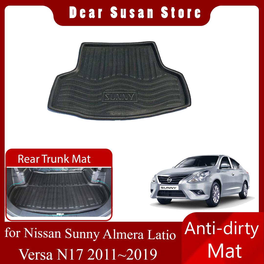 

Коврик на заднюю часть багажника автомобиля для Nissan Sunny Almera Latio Versa N17 2011 ~ 2019, лоток, водонепроницаемый напольный коврик, чехол для багажника