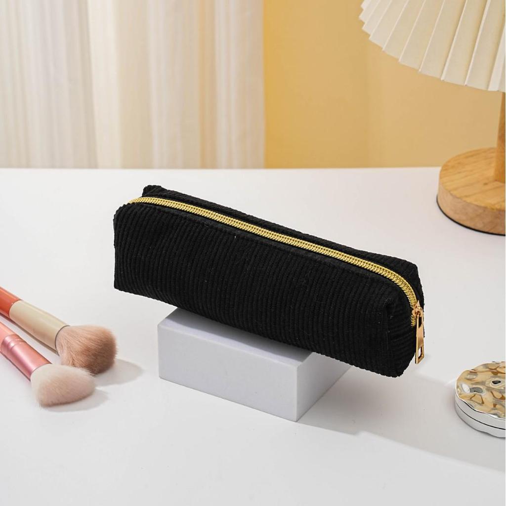 High-Capacity Corduroy Pencil Case & Makeup Bag – Korean Style Cute Stationery Box for Girls