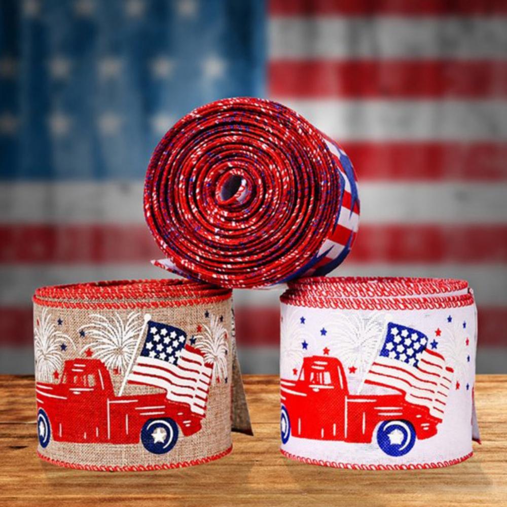 1 rotolo di nastro a stelle e strisce del 4 luglio, nastro blu rosso bianco, decorazioni per il giorno dell'indipendenza per pacchetti di artigianato fai da te per feste patriottiche