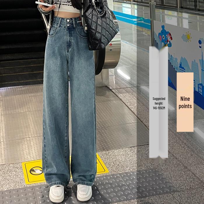 Autumn Retro Double-Breasted High-Waisted Slimming Straight-Leg Jeans - Women s Fashion Essential 2XL