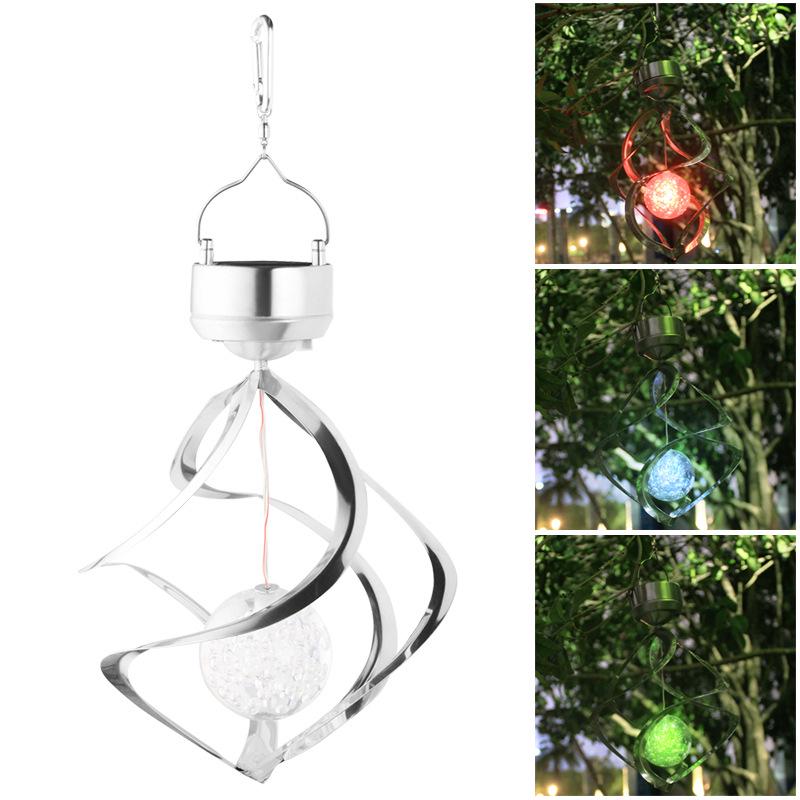 Colorful Solar Wind Spinner LED Light: Waterproof RGB Lawn Decor