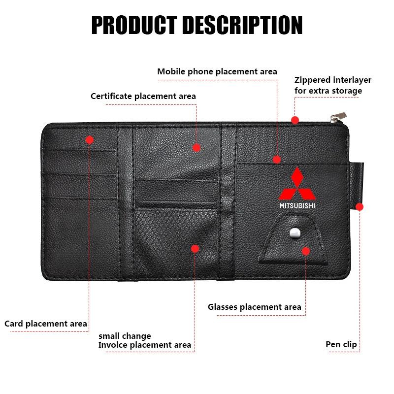 Car Sun Visor Point Type Multi-function Storage Bag For Mitsubishi Outlander Lancer 10 9 ASX RALLIART Eclipse L200 Pajero Goods