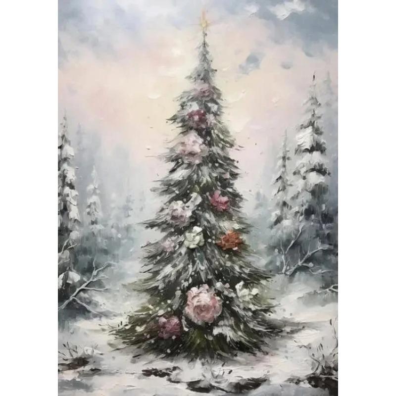Christmas Tree Wall Art Decor Santa Claus On Swing Posters Prints Snowman Deer Winter Canvas Painting For Festival Decoration