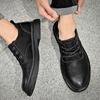 Męskie buty biznesowe w stylu retro na co dzień skórzane buty na platformie ze skóry bydlęcej buty z dużą główką męskie buty w stylu brytyjskim niskie buty robocze męskie