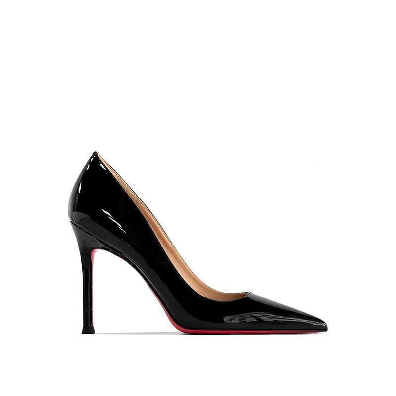 

Новые туфли-лодочки из лакированной кожи телесного цвета на тонком каблуке с красной подошвой, с острым носком, женственные, с сексуальным темпераментом, в стиле «королевская сестра», профессиональные, с неглубоким вырезом 40