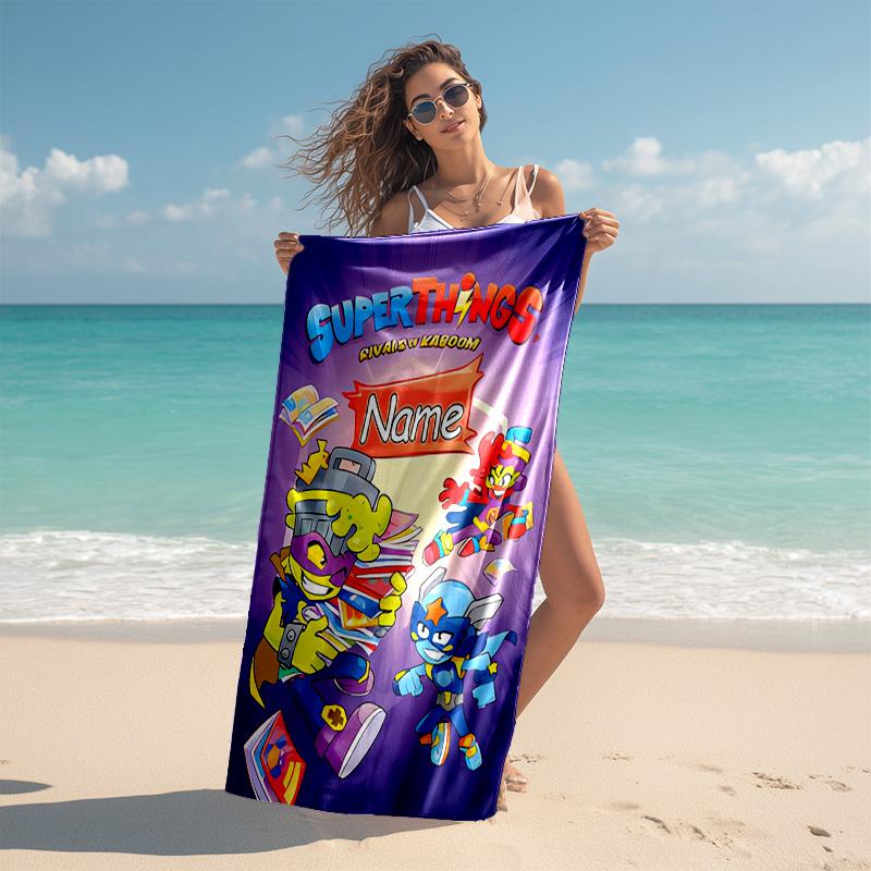 Personalized customized proof beach towel with SuperZings pattern - soft, absorbent,quick-drying,perfect swimming,camping&bathing
