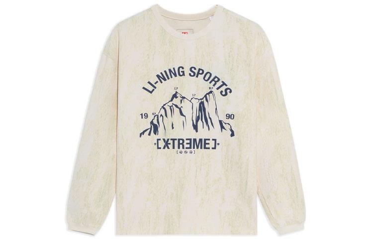 Li Ning Sweatshirts Unisex Ecru Crew Neck Moderate Regular AHSS147-1 L