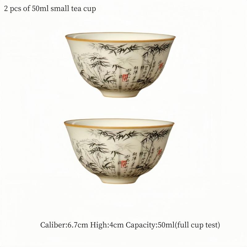 

120Ml Bamboo Chinese Tea Cup Ru Yao Ceramic Opening Yellow Beautiful Teacup Flowers Teaware Master Cup KungFu Tea Set 200ml