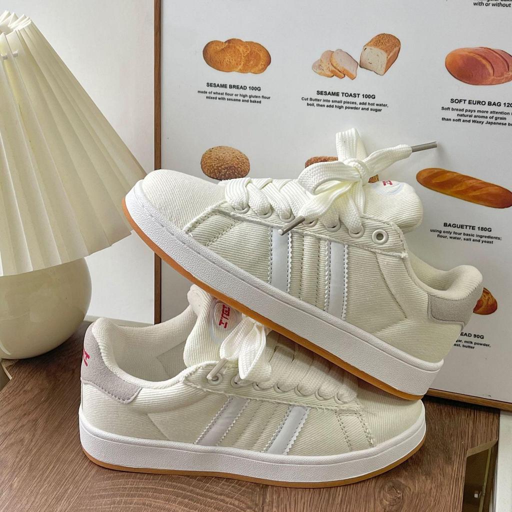 2024 Autumn Chic White Shell Toe Sneakers for Girls – Casual Skateboard Shoes