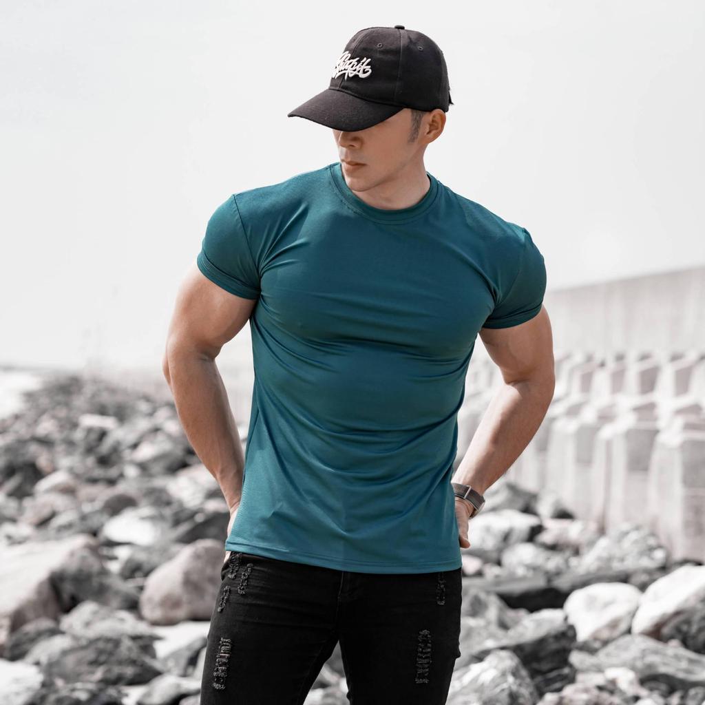 Men's Quick-Dry Short Sleeve Slim Fit Tee for Spring & Summer Sports Fitness