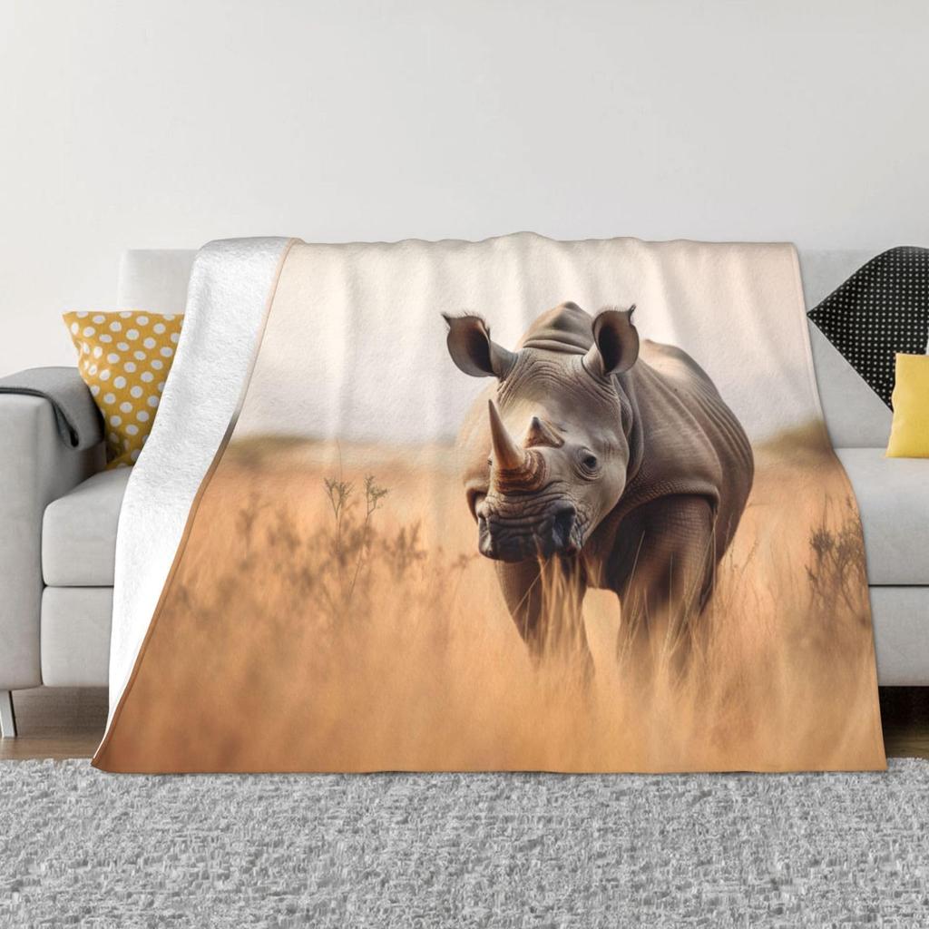 Cute Rhino Blanket, Soft Lightweight Plush Warm & Cozy Flannel Throw Blanket for Couch,Travel, Sofa, Bedroom, Office, Home Decor