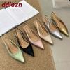 Fashion Fashion Low Heel Footwear Shallow Women Heeled Sandals Shoes Casual Female Pointed Toe Ladies Sandals Slip On Shoes Pumps