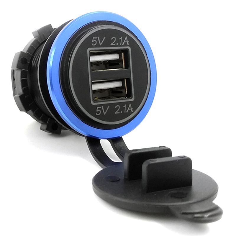 Waterproof Motorcycle Boat Car Dual USB Charger LED Power Adapter For Mobile Phone
