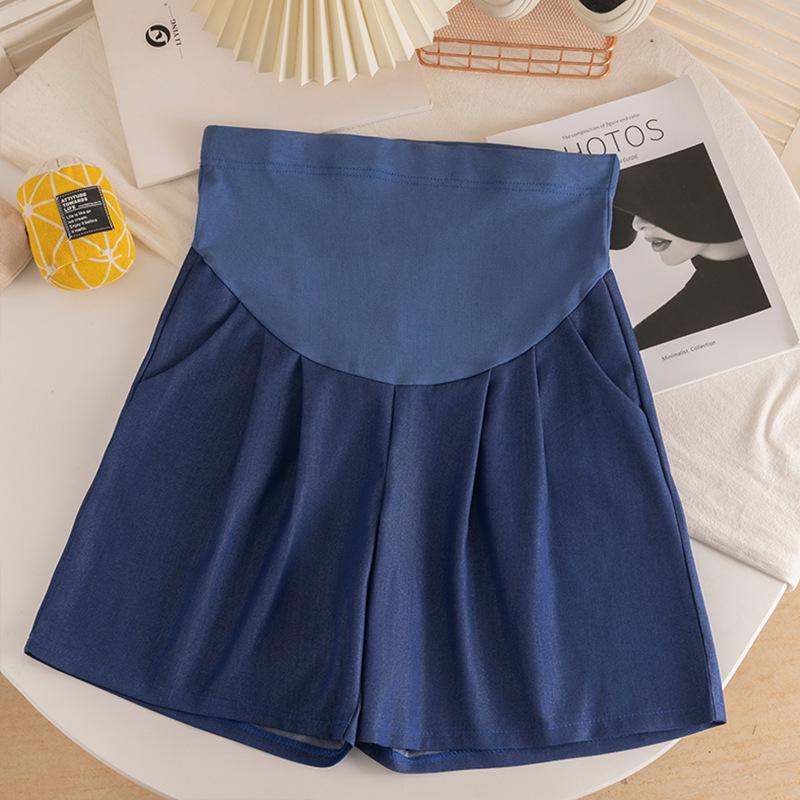 

Women s Tencel Denim Maternity Shorts, Lightweight Summer Wide-Leg Mid-Length Pants for Petite Sizes Double Extra Large